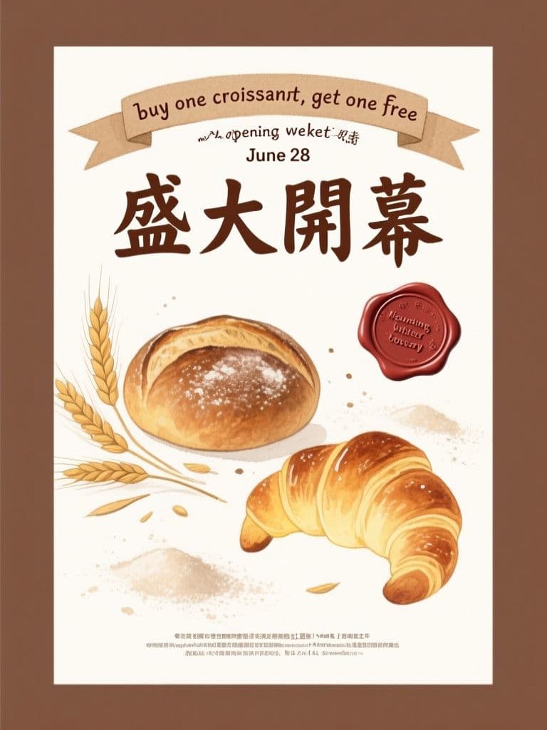 Artisan Bakery Opening Flyer (Kraft Watercolor)