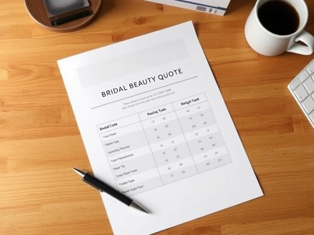 Bridal Beauty Quote (Three-Tier Pricing Table)