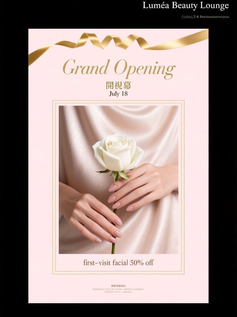 Beauty Salon Grand Opening Flyer (Soft Luxury Editorial)