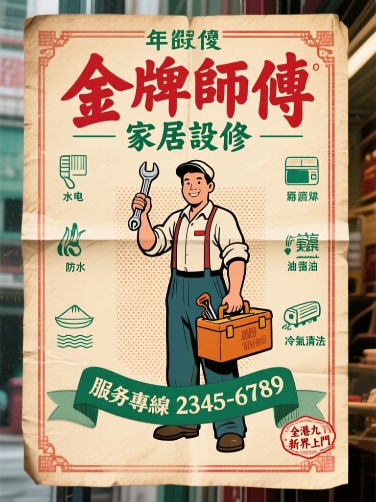 Home Repair Service Poster (Vintage Hong Kong)
