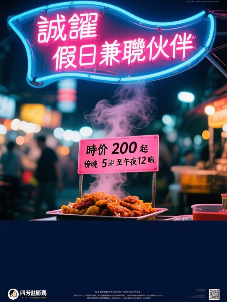 Night Market Hiring Poster (Neon Sign Style)