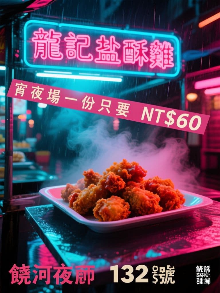 Night Market Snack Stall Poster (Neon Cyberpunk)