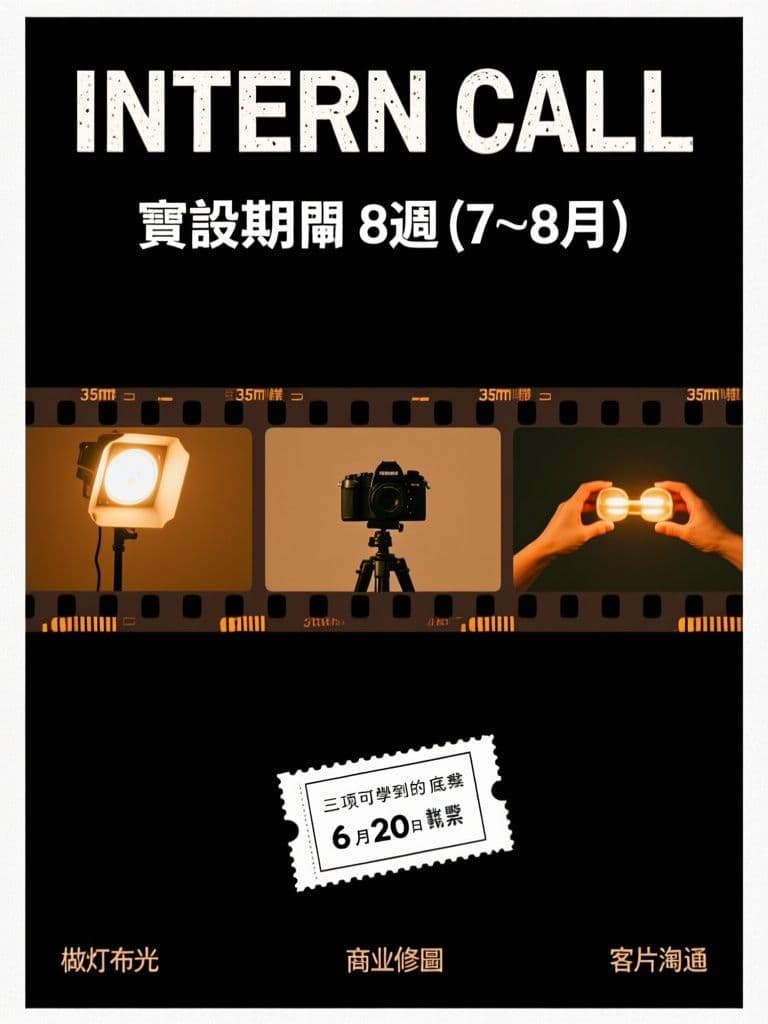 Photo Studio Internship Poster (Darkroom Film Style)