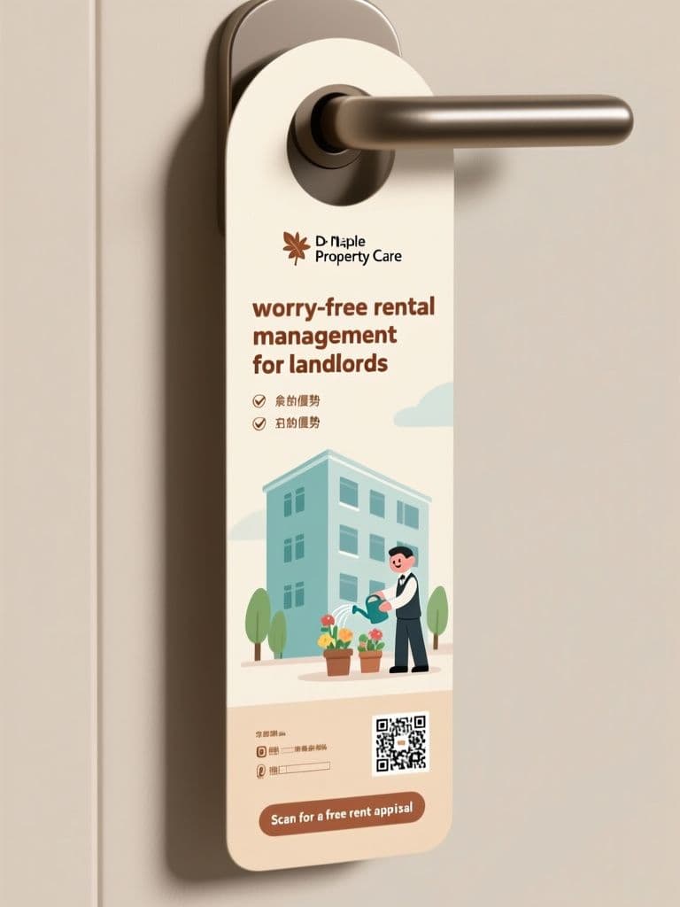 Property Management Door Hanger (Flat Illustration)