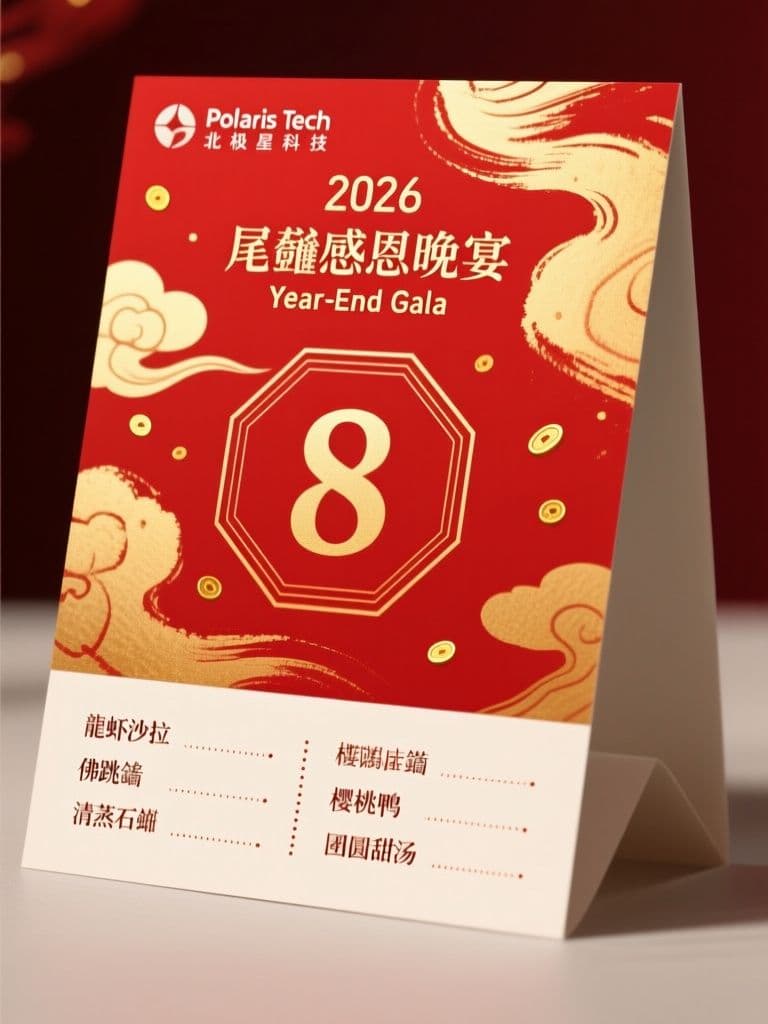 Year-End Banquet Table Tent (Modern Red-Gold Festive)